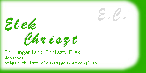 elek chriszt business card
